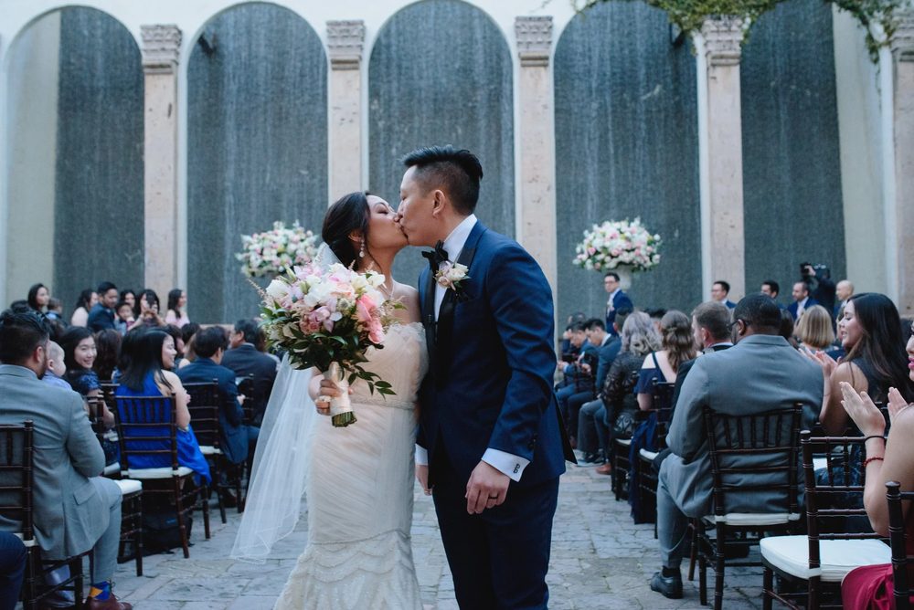 first kiss in front of the waterwall 